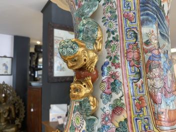 A pair of massive Chinese famille rose vases, 19th C.